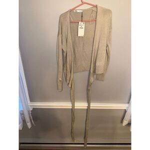 NWT Zara Beige Wrap Sweater Medium Knit